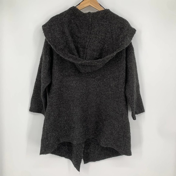 ZARA Double Breasted Oversize Sweater Jacket Hooded Chunky Cozy Cardigan, Gray - Picture 8 of 9
